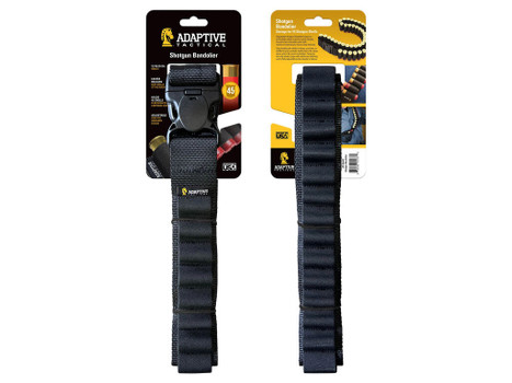 ADAPTIVE TACTICAL AT06401 Shotgun Bandolier 45rd Black Nylon Reinforced, Non-Slip Elastic Loops Fully Adj. Fit