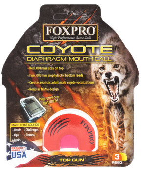 Foxpro TOPGUN Top Gun Howler  Diaphragm Call Triple Reed Sounds Attracts Coyotes Red UPC: 831621004913