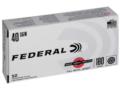 Federal RTP40180 Range & Target 40S&W 180gr Full Metal Jacket 50 Per Box/20 Case
