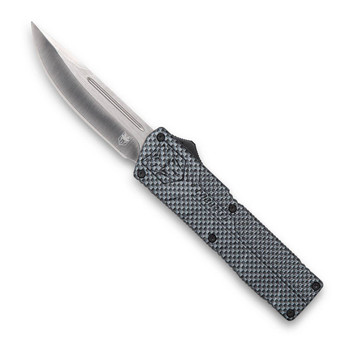 CobraTec Knives CFCTLWDNS Lightweight  3.25 OTF Drop Point Plain D2 Steel BladeCarbon Fiber Aluminum Handle Includes Pocket Clip UPC: 099654026139
