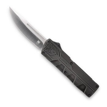 CobraTec Knives SWCTLWDNS Lightweight  3.25 OTF Drop Point Plain D2 Steel BladeStonewashed Aluminum Handle Includes Pocket Clip UPC: 099654026191
