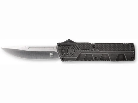 CobraTec Knives SWCTLWDNS Lightweight 3.25" OTF Drop Point Plain D2 Steel Blade/Stonewashed Aluminum Handle Includes Pocket Clip