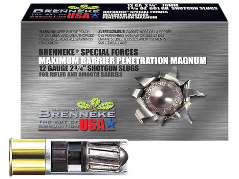 Brenneke SL122MBPM Special Forces Maximum Barrier Penetration Magnum 12Gauge 2.75" 1 3/8oz Slug Shot 5 Per Box/50 Case