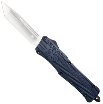 CobraTec Knives LNYCTK1LTNS CTK1  Large 3.75 OTF Tanto Plain D2 Steel BladeNYPD Blue Aluminum Handle Features Glass Breaker Includes Pocket Clip UPC: 099654025125