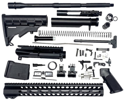 Bowden Tactical J27113 AR Rifle Build Kit  Complete 13 MLok Handguard MilSpec Parts Flip Up Sights UPC: 810030621829