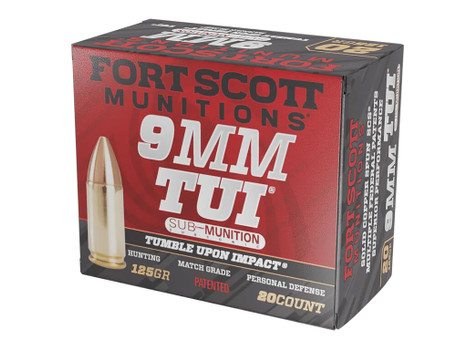 Fort Scott Munitions 9MM125SCVSS Tumble Upon Impact (TUI) 9mmLuger Subsonic 125gr Solid Copper Spun 20 Per Box/25 Case