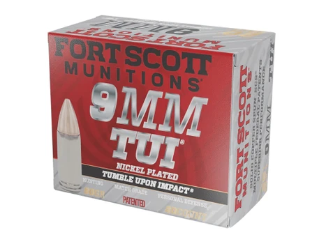 Fort Scott Munitions 9MM080SCVNIC Tumble Upon Impact (TUI) 9mmLuger 80gr Solid Copper Spun 20 Per Box/25 Case