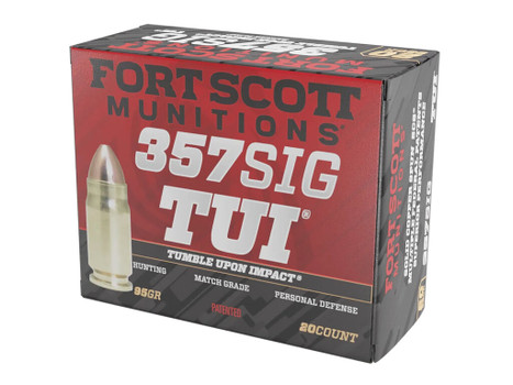 Fort Scott Munitions 357SIG095SCV Tumble Upon Impact (TUI) 357Sig 95gr Solid Copper Spun 20 Per Box/25 Case