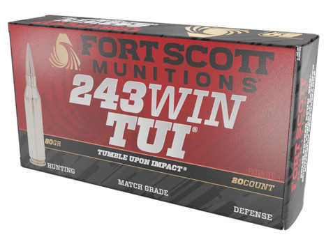Fort Scott Munitions 243080SCV Tumble Upon Impact (TUI) Rifle 243Win 80gr Solid Copper Spun 20 Per Box/10 Case