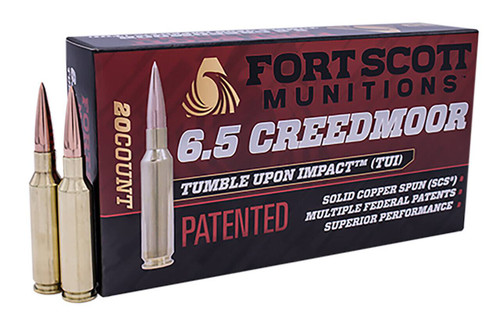 Fort Scott Munitions 65CM130SCV2 Tumble Upon Impact TUI Rifle 6.5 Creedmoor 130 gr Solid Copper Spun 20 Per Box 10 UPC: 758381721815