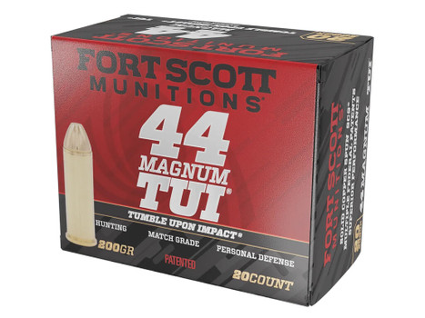 Fort Scott Munitions 44MAG200SCV Tumble Upon Impact (TUI) 44RemMag 200gr Solid Copper Spun 20 Per Box/25 Case