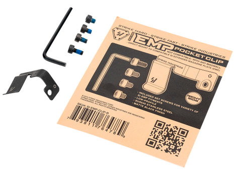 Strike Industries EMPCLIPR Magazine Pocket Clip Stainless Steel Black for SI EMP Mag Extension Right Hand