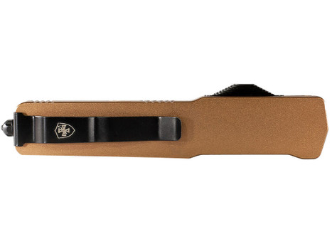 Templar Knife MAAB321 Premium LW Slim 8.09" OTF Drop Point Plain Black Oxide Stonewashed Powdered D2 Steel Blade, 4.93" Bronze Anodized Aluminum Handle