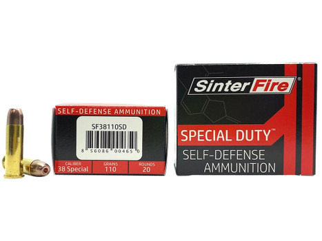 SinterFire Inc SF38110SD Special Duty (SD) 38Special 110gr Lead Free Frangible Hollow Point 20 Per Box/10 Case