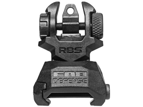 FAB Defense FXRBS Rear Back-Up Sight for AR-15/ M16/ M4 Dual Aperture Low Folded Profile Spring-Locked Deployment Black Polymer & Metal