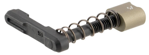 Strike Industries ARSMCFDE Magazine Catch  made of Black Steel with Flat Dark Earth 6061T6 Aluminum Release Button for ARPlatform UPC: 708747546590