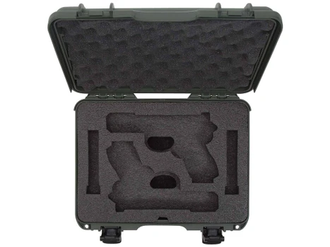 Nanuk 910GLOCK6 910 Glock Compatible 2 Up Pistol Case Olive Polymer w/ Latches Closed-Cell Foam Padding & Airline Approved 13.20" L x 9.20" W x 4.10" H Interior Dimensions