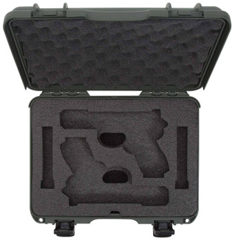 Nanuk 910GLOCK6 910 Glock Compatible 2 Up Pistol Case Olive Polymer with Latches ClosedCell Foam Padding  Airline Approved 13.20 L x 9.20 W x 4.10 H Interior Dimensions UPC: 666365020765
