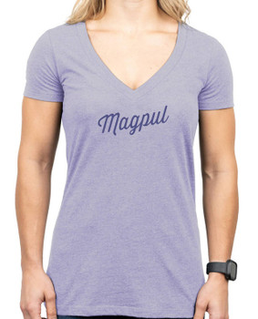 Magpul MAG1336530L Rover Script Womens Orchid Heather CottonPolyester Short Sleeve Large UPC: 840815142065