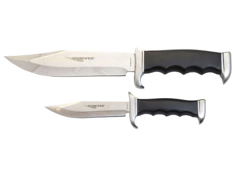 Humvee Adventure Gear HMVBC02BK Bowie Knife Set Fixed Plain Spear Point Polished Stainless Steel Black Pakawood