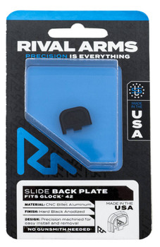 Rival Arms RA43G003A Slide Back Cover Plate  Single Stack Black Anodized Aluminum for Glock 42 UPC: 788130030264