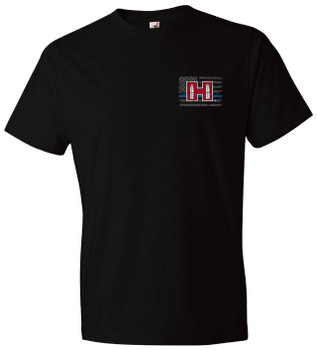 Hornady Gear 30763 POW Blue Line  Black Cotton Short Sleeve SemiFitted Large UPC: 784802307634