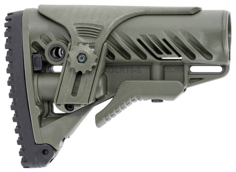 FAB Defense FXGLR16CPG GLR16  Tactical Buttstock for AR15 M4 wAdjustable CheekRest  AntiRattle Mechanism OD Green Polymer UPC: 7290105945822