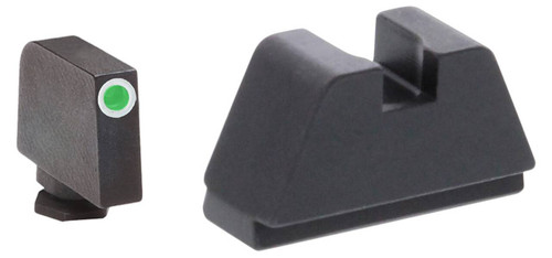 AmeriGlo GL481 Optic Compatible Sight Set for Glock  Black  2XL Tall Green Tritium with White Outline Front Sight 2XL Tall Black Rear Sight UPC: 644406909866