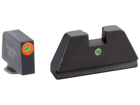 AmeriGlo GL291 Optic Compatible Sight Set for Glock XL Tall Green Tritium Orange Outline Front Sight-Green Tritium Rear Sight