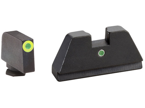 AmeriGlo GL391 Optic Compatible Sight Set for Glock XL Tall Green Tritium LumiGreen Outline Front Sight-Green Tritium Rear Sight