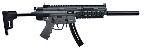 GSG GSGGERGGSG1622S GSG16 Carbine 22 LR Caliber with 101 Capacity 16.25 Barrel Smoke Metal Finish  Collapsible with Storage Compartment Black Stock Right Hand Full Size UPC: 819644027072