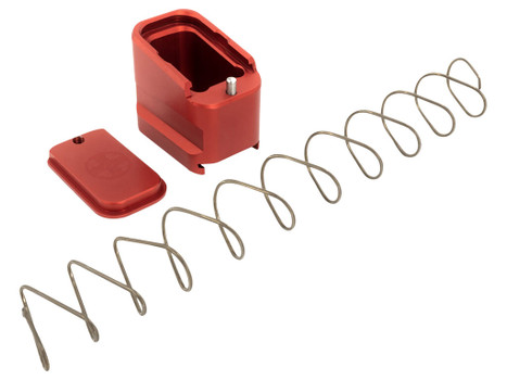 Shield Arms G19ME5RED Magazine Extension +5 Extended 9mm Luger/40 S&W 5rd Compatible w/Glock 19/23, Red Anodized Aluminum