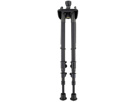 Harris Bipods S-25CP Swivel 25C Picatinny, 13.50-27", Black Steel/Aluminum, Rubber Feet