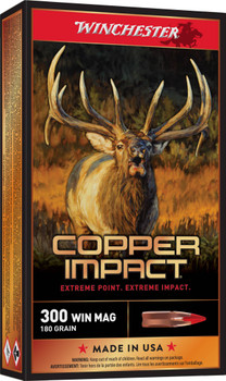 Winchester Ammo X300CLF2 Copper Impact  300 Win Mag 180 gr Copper Extreme Point Lead Free 20 Per Box 10 Case UPC: 020892231337