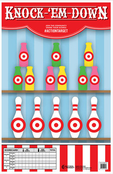 Action Target GSCARBTTL100 Entertainment KnockEmDown BottlesPins Paper Hanging 23 x 35 MultiColor 100 Per Box UPC: 816506025979