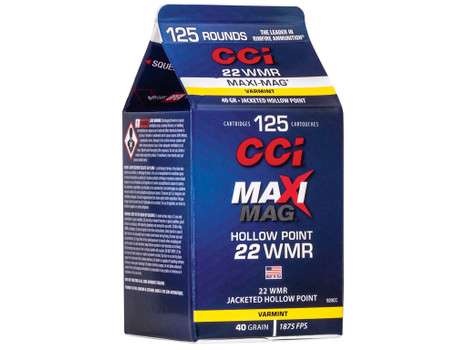 CCI 920CC Maxi-Mag Rimfire 22WMR 40gr Jacketed Hollow Point 125 Per Box/10 Case