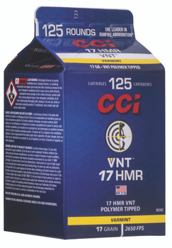 CCI 923CC VNT Rimfire 17 HMR 17 gr Varmint Tipped 125 Per Box 10 UPC: 604544655636