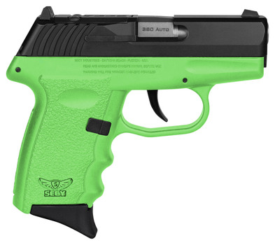 SCCY Industries CPX3CBLGRDRG3 CPX3 RD 380 ACP 101 2.96 Lime Green PolymerSerrated Black Nitride Stainless Steel SlideFinger Grooved Lime Green Polymer Grip UPC: 810099571288