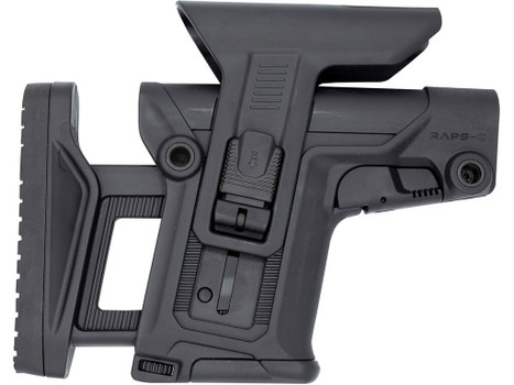 FAB Defense FXRAPSCB RAPS Rapid Adjustment Precision Stock-Collapsible Fits Mil-Spec/Commercial Buffer Tubes Integrated Cheek-Rest & Adjustable LOP Ambidextrous 1Latch System Black Polymer