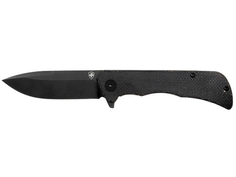 Templar Knife PFMBK321 Paladin 3.27" Folding Drop Point Plain Black Powder Coated D2 Steel Blade, 4.40" Black Micarta Handle