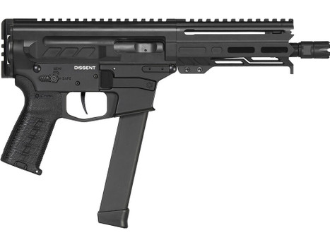 CMMG 99A68A2AB Dissent MKGS 9mm Luger 33+1 6.50", Black, Picatinny Brace Adapter, 5.50" M-LOK Handguard, Left Side Charging Handle, Zeroed Linear Comp, TriggerTech Trigger (Glock Mag Compatible)