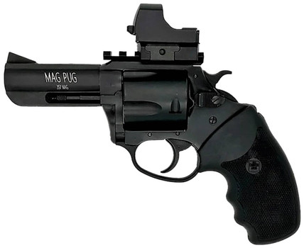 Charter Arms 13535 Mag Pug  Large 357 Mag 5 Shot 3 Black Passivate Steel Barrel  Cylinder Black Passivate Steel wPicatinny Rail Frame. Black Combat Rubber Grip Includes Micro Optic UPC: 678958135350