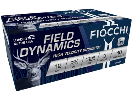 Fiocchi 12HV9P Field Dynamics 12Gauge 2.75" 9Pellets 00Buck Shot 10 Per Box/25 Case