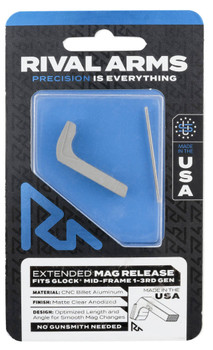 Rival Arms RA72G001D Magazine Release  Compatible wGlock Gen3 Except 21SF Extended Silver Aluminum UPC: 788130029671