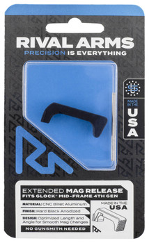 Rival Arms RA72G002A Magazine Release  Extended Black Anodized Aluminum for Glock Gen4 UPC: 788130029688