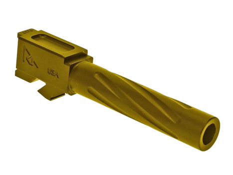 Rival Arms RA20G201E Precision V1 Match Grade 9mm Luger Compatible w/Glock 19 Gen3-4, 4.02" Fluted Gold PVD Stainless Steel