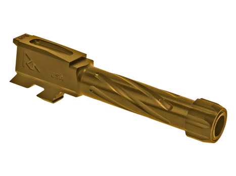 Rival Arms RA20G302E Precision V1 Match Grade 9mm Luger Compatible w/Glock 43 3.41" Fluted Threaded Gold PVD Stainless Steel