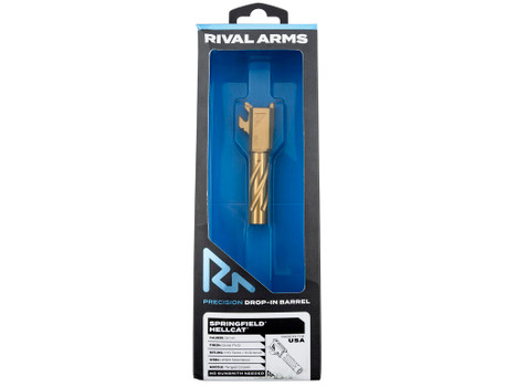 Rival Arms RARA20H101E Precision V1 Match Grade Spiral Fluted Threaded Gold PVD Stainless Steel, Fits Springfield Hellcat