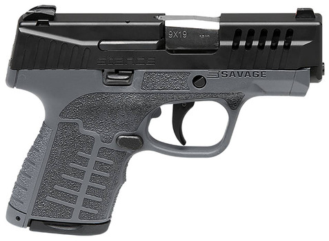 Savage Arms 67011 Stance  9mm Luger 3.20 7181 Gray Polymer Frame SerratedPorted Black Nitride Slide Interchangeable Backstrap No Manual Safety Night Sights UPC: 011356670113