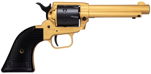 Heritage Mfg RR22S4 Rough Rider  22 LR 6 Shot 4.75 Gold Cerakote Steel Barrel  Frame Black Satin Cylinder Black Polymer Grips Features Black Accents UPC: 727962707883